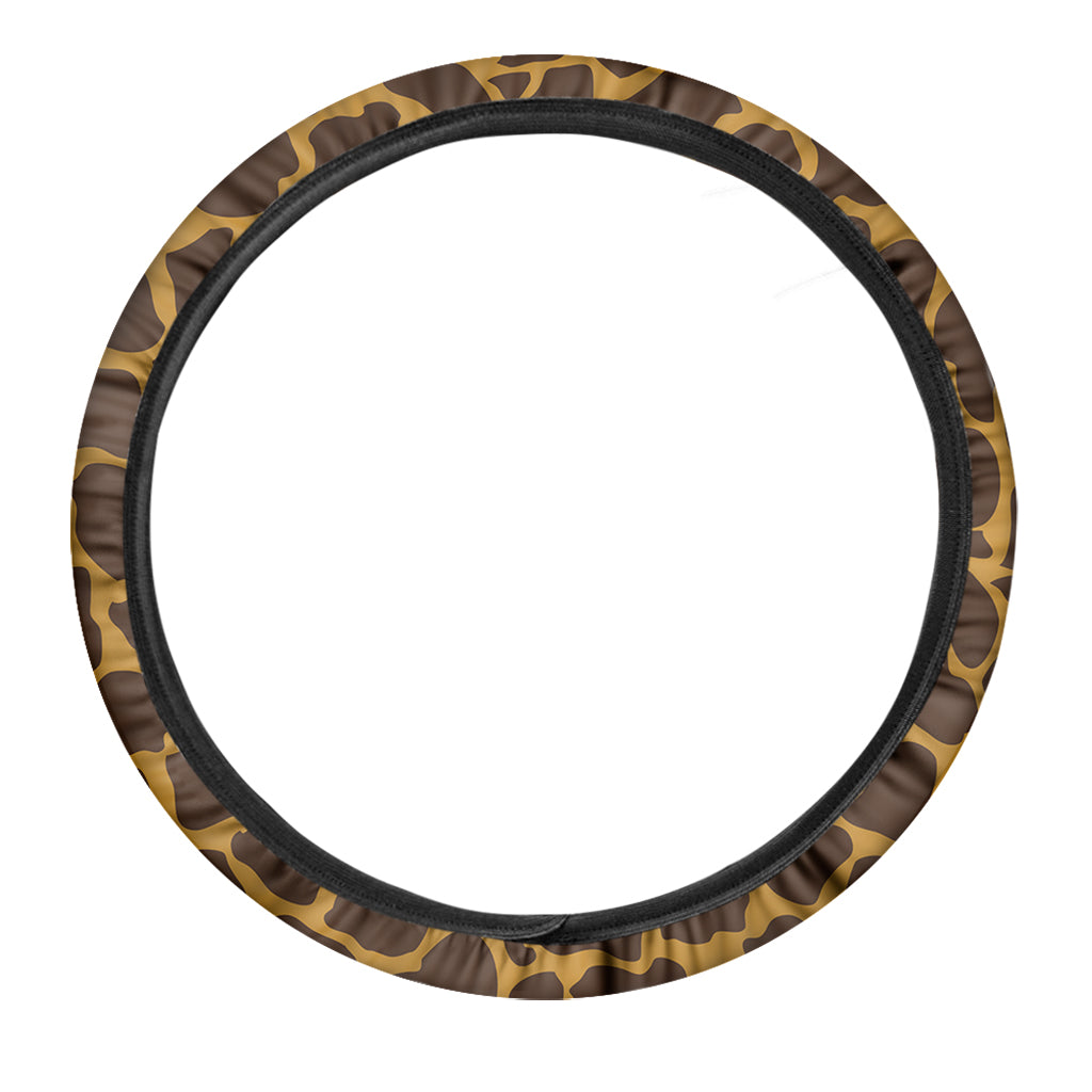 Dark Brown Cow Print Car Steering Wheel Cover