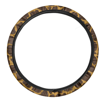 Dark Brown Cow Print Car Steering Wheel Cover