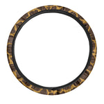 Dark Brown Cow Print Car Steering Wheel Cover