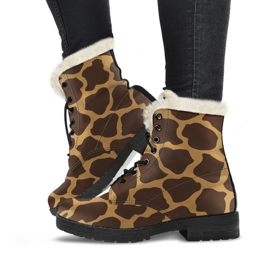 Dark Brown Cow Print Comfy Boots GearFrost