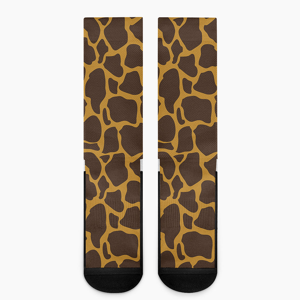 Dark Brown Cow Print Crew Socks