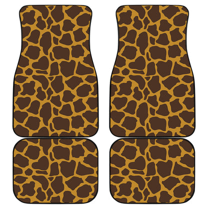 Dark Brown Cow Print Front and Back Car Floor Mats