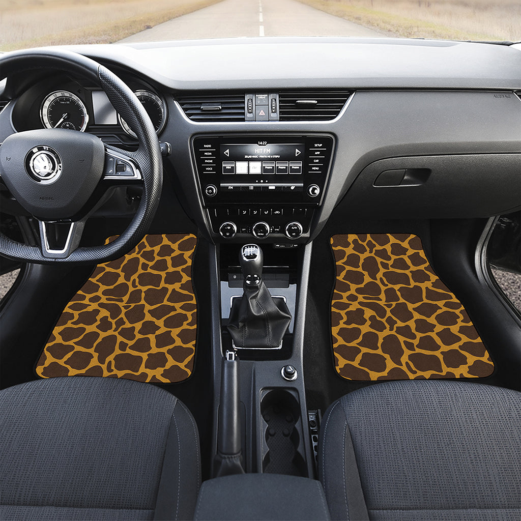 Dark Brown Cow Print Front and Back Car Floor Mats