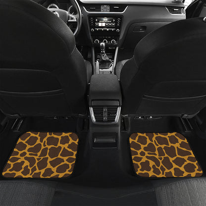 Dark Brown Cow Print Front and Back Car Floor Mats