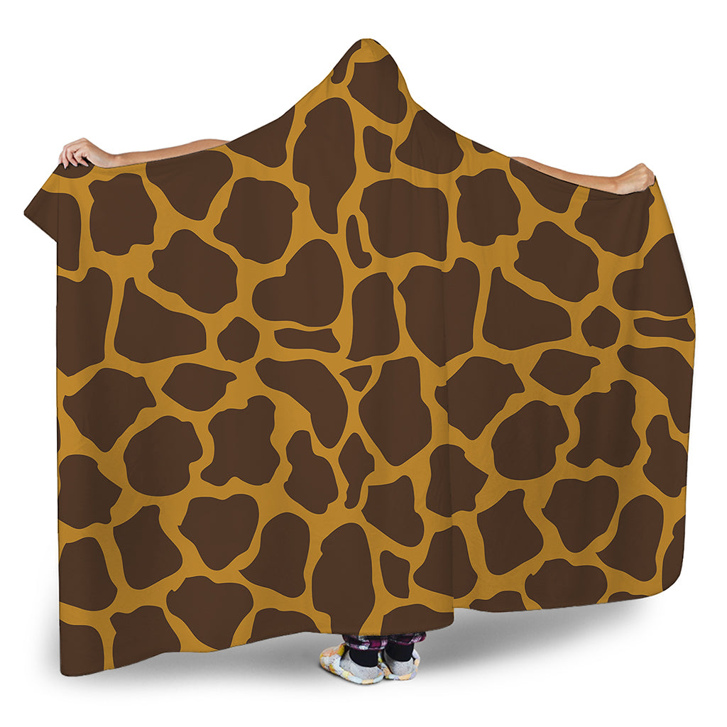 Dark Brown Cow Print Hooded Blanket