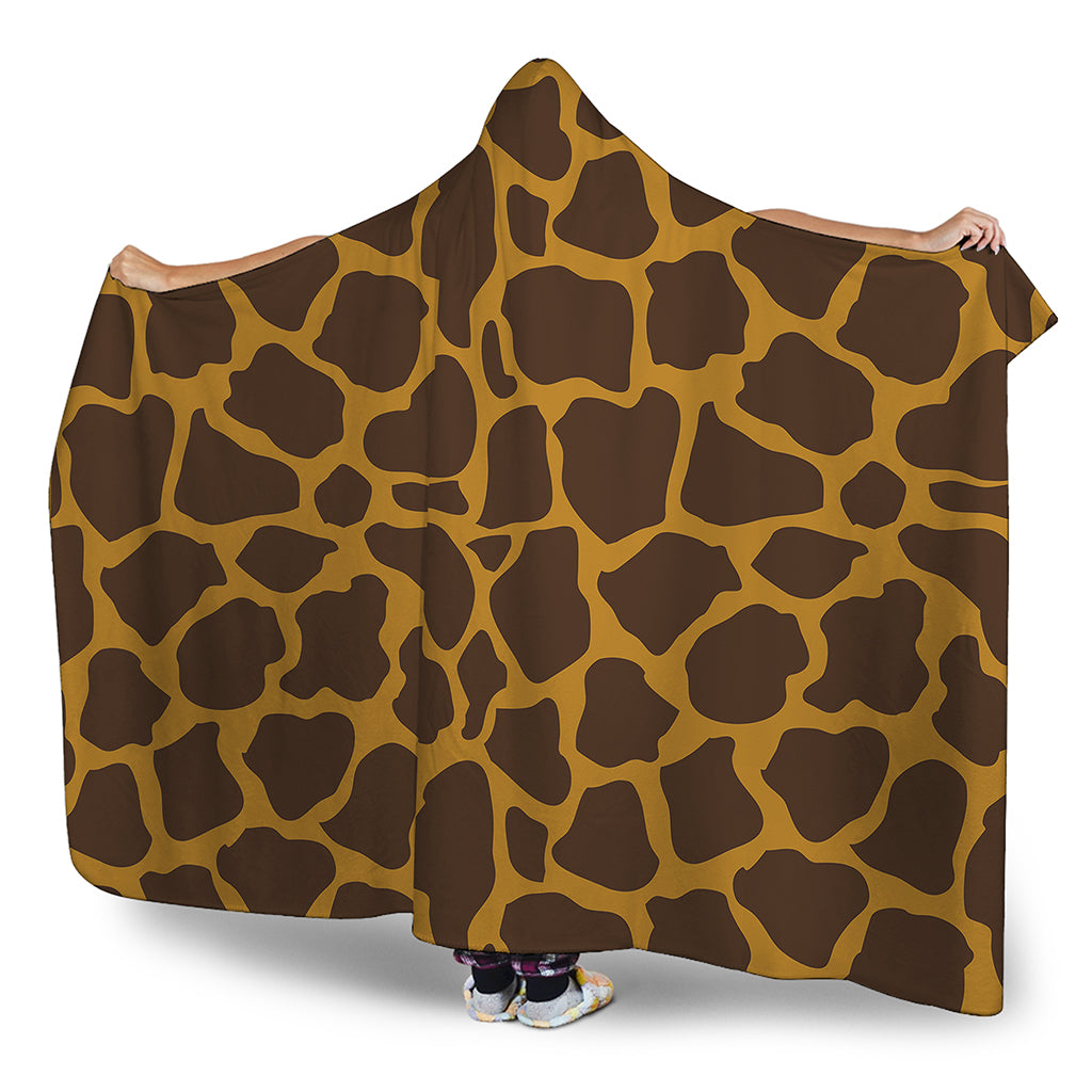 Dark Brown Cow Print Hooded Blanket