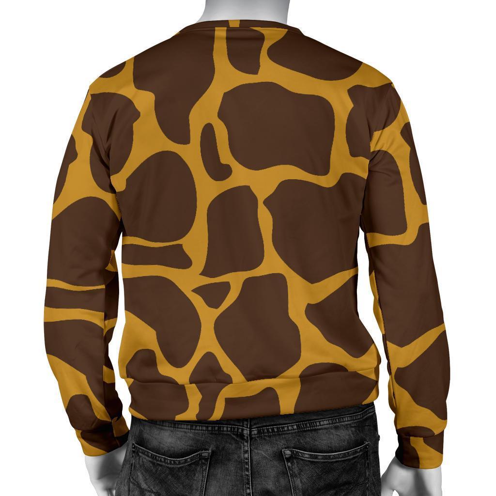 Dark Brown Cow Print Men's Crewneck Sweatshirt GearFrost