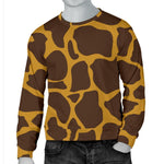 Dark Brown Cow Print Men's Crewneck Sweatshirt GearFrost