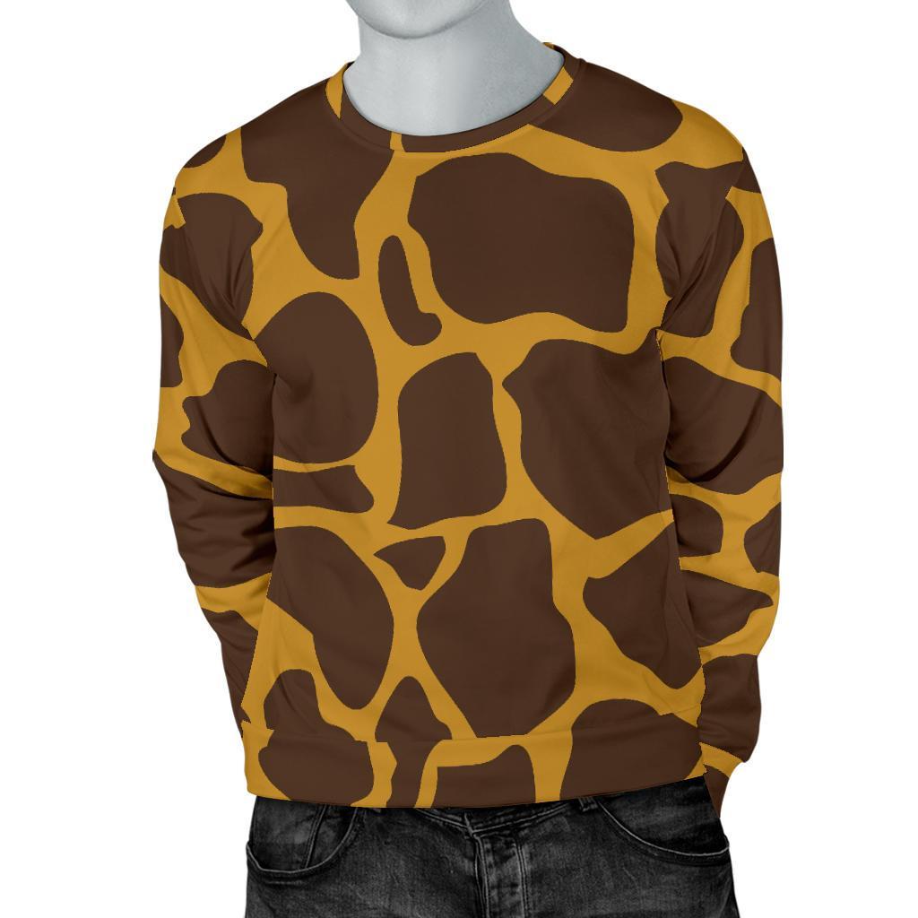 Dark Brown Cow Print Men's Crewneck Sweatshirt GearFrost