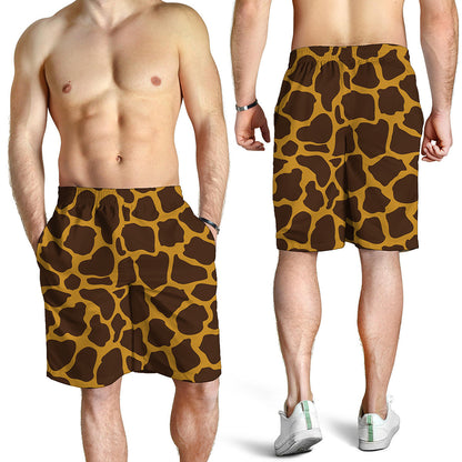 Dark Brown Cow Print Men's Shorts
