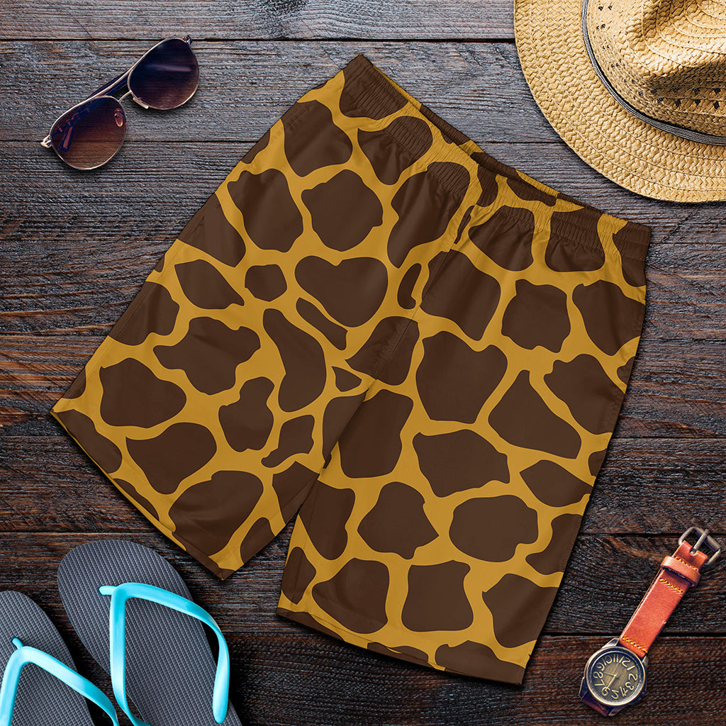 Dark Brown Cow Print Men's Shorts