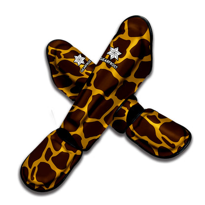 Dark Brown Cow Print Muay Thai Shin Guard