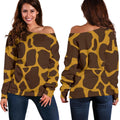 Dark Brown Cow Print Off The Shoulder Sweatshirt