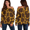 Dark Brown Cow Print Off Shoulder Sweatshirt GearFrost