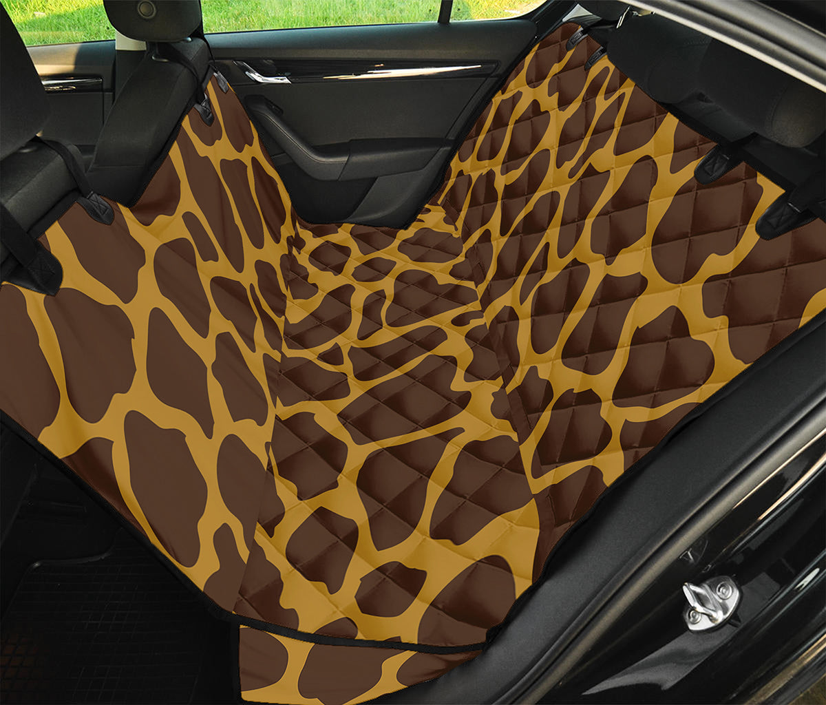Dark Brown Cow Print Pet Car Back Seat Cover