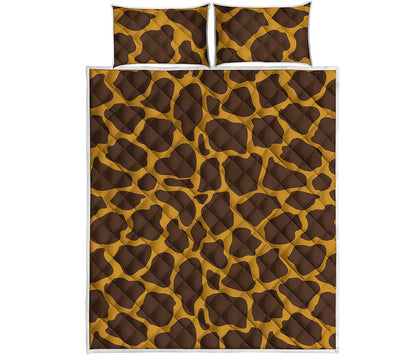 Dark Brown Cow Print Quilt Bed Set