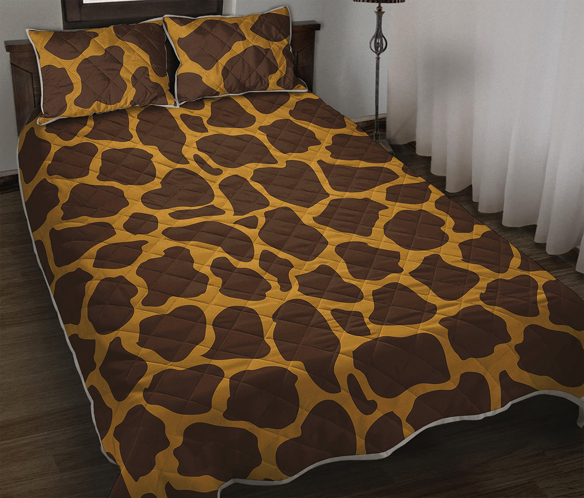Dark Brown Cow Print Quilt Bed Set