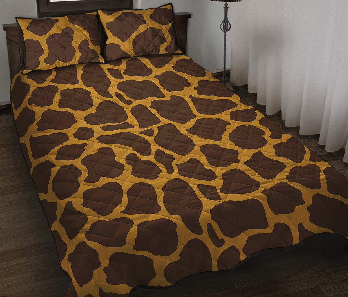 Dark Brown Cow Print Quilt Bed Set