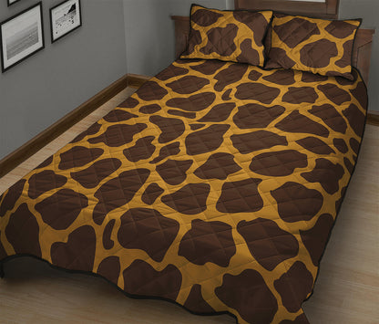 Dark Brown Cow Print Quilt Bed Set