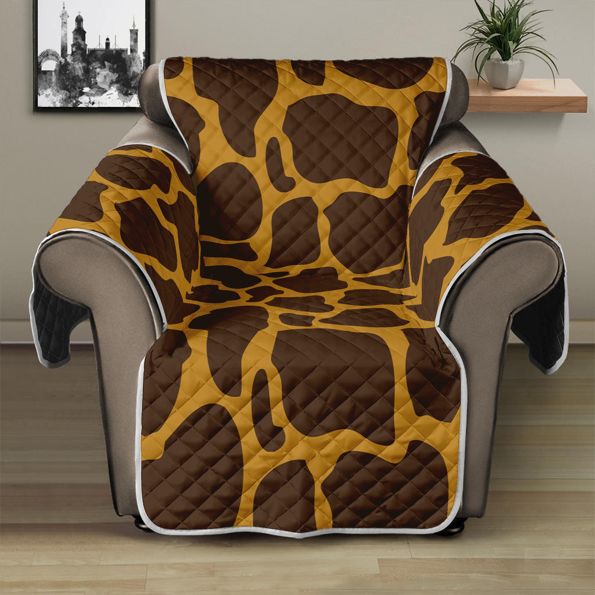 Dark Brown Cow Print Recliner Protector