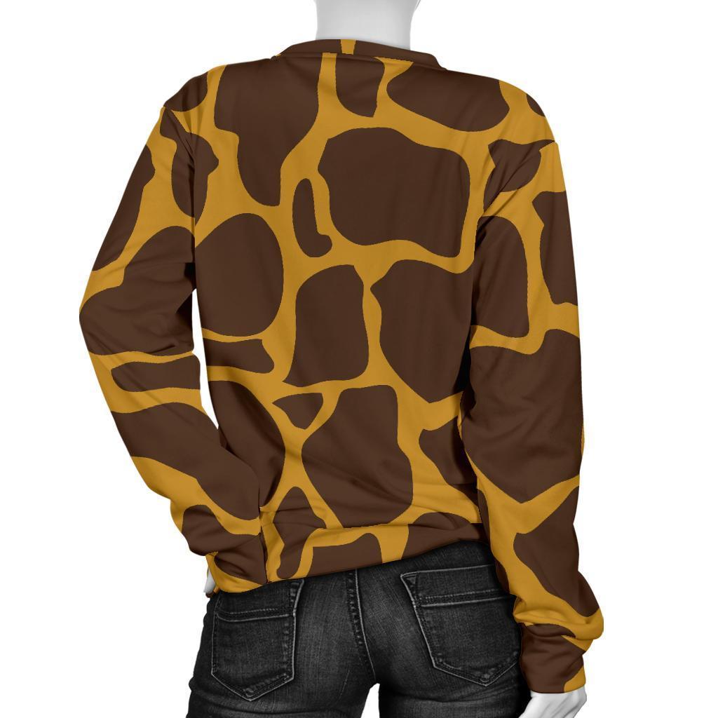 Dark Brown Cow Print Women's Crewneck Sweatshirt GearFrost