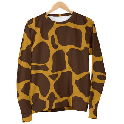 Dark Brown Cow Print Women's Crewneck Sweatshirt GearFrost