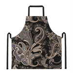 Dark Brown Paisley Pattern Print Apron