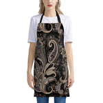 Dark Brown Paisley Pattern Print Apron