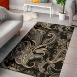Dark Brown Paisley Pattern Print Area Rug