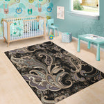 Dark Brown Paisley Pattern Print Area Rug