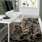 Dark Brown Paisley Pattern Print Area Rug