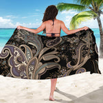 Dark Brown Paisley Pattern Print Beach Sarong Wrap