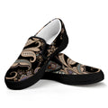 Dark Brown Paisley Pattern Print Black Slip On Sneakers