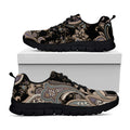 Dark Brown Paisley Pattern Print Black Running Shoes