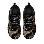 Dark Brown Paisley Pattern Print Black Sneakers