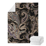 Dark Brown Paisley Pattern Print Blanket