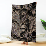Dark Brown Paisley Pattern Print Blanket