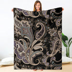 Dark Brown Paisley Pattern Print Blanket