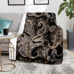 Dark Brown Paisley Pattern Print Blanket