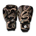 Dark Brown Paisley Pattern Print Boxing Gloves