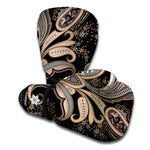 Dark Brown Paisley Pattern Print Boxing Gloves