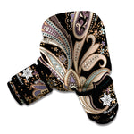 Dark Brown Paisley Pattern Print Boxing Gloves