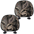 Dark Brown Paisley Pattern Print Car Headrest Covers