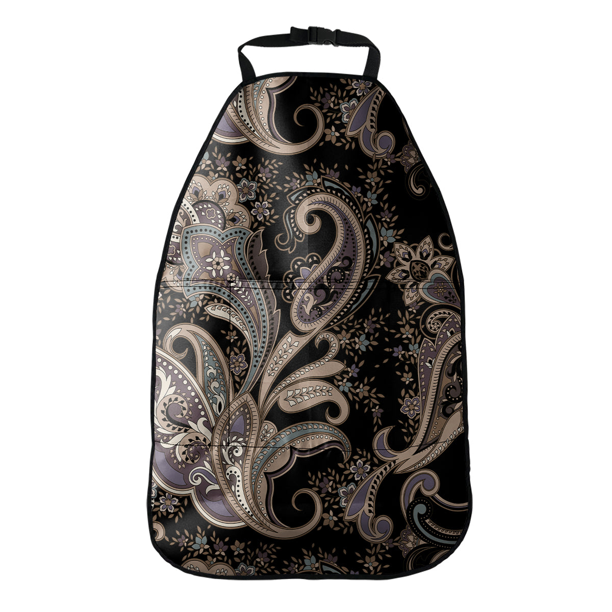 Dark Brown Paisley Pattern Print Car Seat Organizers