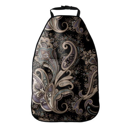 Dark Brown Paisley Pattern Print Car Seat Organizers