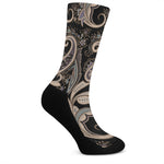 Dark Brown Paisley Pattern Print Crew Socks