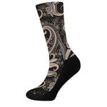 Dark Brown Paisley Pattern Print Crew Socks