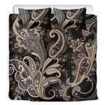 Dark Brown Paisley Pattern Print Duvet Cover Bedding Set