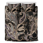 Dark Brown Paisley Pattern Print Duvet Cover Bedding Set