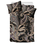 Dark Brown Paisley Pattern Print Duvet Cover Bedding Set